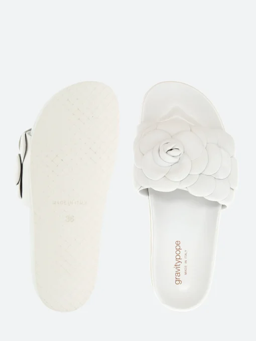 Clearance - Anata Slide Sandals in Bianco Nappa and Bianco Women Overalls & Jumpsuits | Slides
