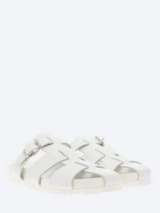 Outlet - Keira Fisherman Slide Sandals in Bianco Nappa and Bianco Women Overalls & Jumpsuits | Sandals