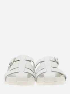 Outlet - Keira Fisherman Slide Sandals in Bianco Nappa and Bianco Women Overalls & Jumpsuits | Sandals