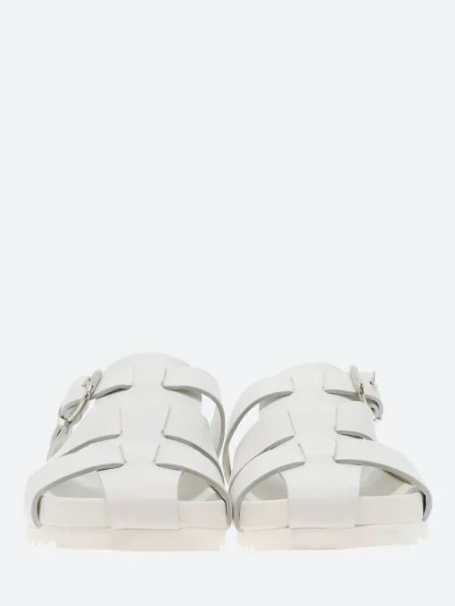 Outlet - Keira Fisherman Slide Sandals in Bianco Nappa and Bianco Women Overalls & Jumpsuits | Sandals