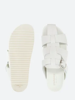 Outlet - Keira Fisherman Slide Sandals in Bianco Nappa and Bianco Women Overalls & Jumpsuits | Sandals