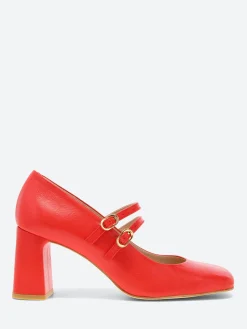 New - Zabi Mary Jane in Red Madras Women Shoes | Heels
