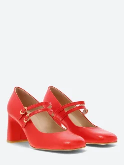 New - Zabi Mary Jane in Red Madras Women Shoes | Heels