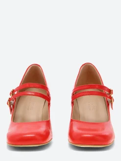 New - Zabi Mary Jane in Red Madras Women Shoes | Heels