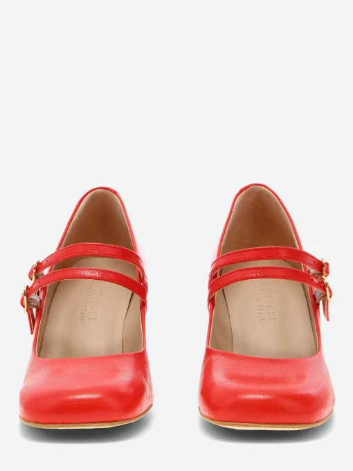 New - Zabi Mary Jane in Red Madras Women Shoes | Heels