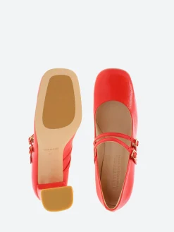 New - Zabi Mary Jane in Red Madras Women Shoes | Heels