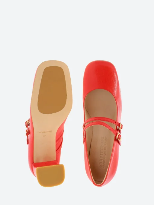 New - Zabi Mary Jane in Red Madras Women Shoes | Heels