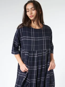 Sale - Demi Dress in Navy Checks Women Overalls & Jumpsuits | Dresses