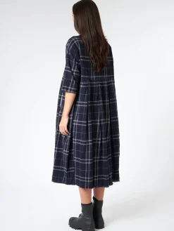 Sale - Demi Dress in Navy Checks Women Overalls & Jumpsuits | Dresses