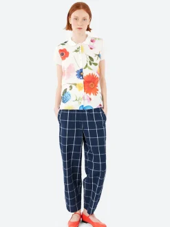 Outlet - Paris Pants in Navy Check Women Pants
