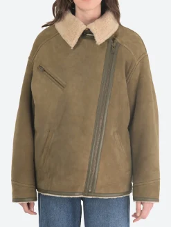 Hot - Adagio Shearling Jacket in Khaki Women Outerwear
