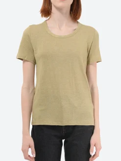 Sale - Kiliann Linen T-Shirt in Khaki Women Tops & Blouses | T-Shirts