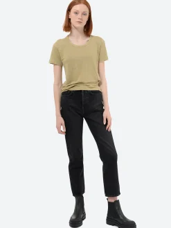 Sale - Kiliann Linen T-Shirt in Khaki Women Tops & Blouses | T-Shirts