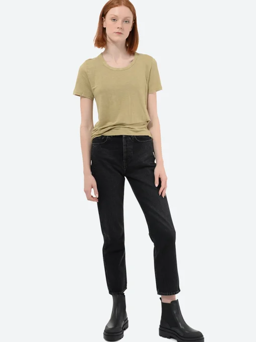 Sale - Kiliann Linen T-Shirt in Khaki Women Tops & Blouses | T-Shirts