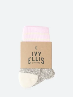 Discount - The Rosemarkie Cotton Slub Quarter in Grey and Pink Women Socks & Hosiery | Belts