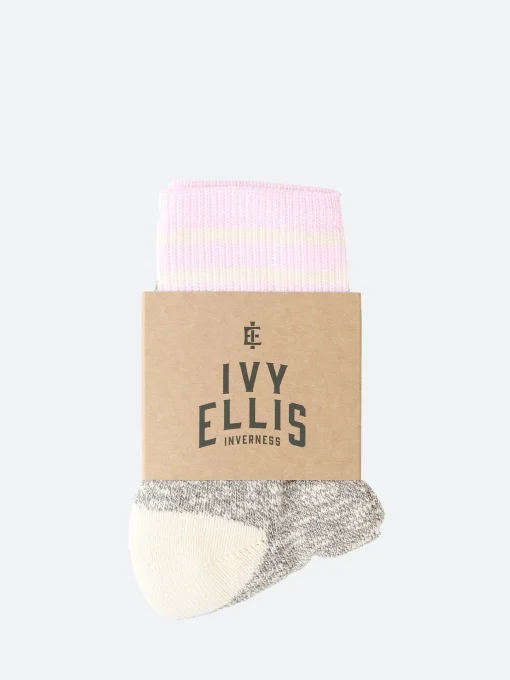 Discount - The Rosemarkie Cotton Slub Quarter in Grey and Pink Women Socks & Hosiery | Belts