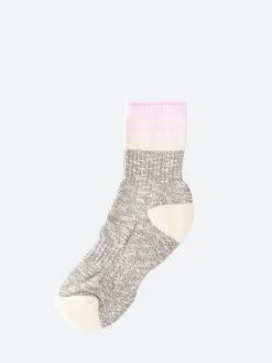 Discount - The Rosemarkie Cotton Slub Quarter in Grey and Pink Women Socks & Hosiery | Belts