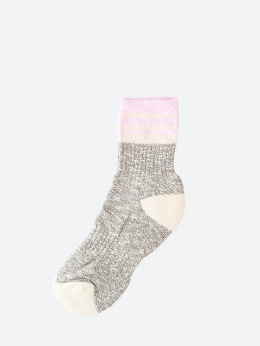 Discount - The Rosemarkie Cotton Slub Quarter in Grey and Pink Women Socks & Hosiery | Belts