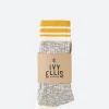 Online - The Sinclair Cotton Crew Slub Mens in Grey and Yellow Socks