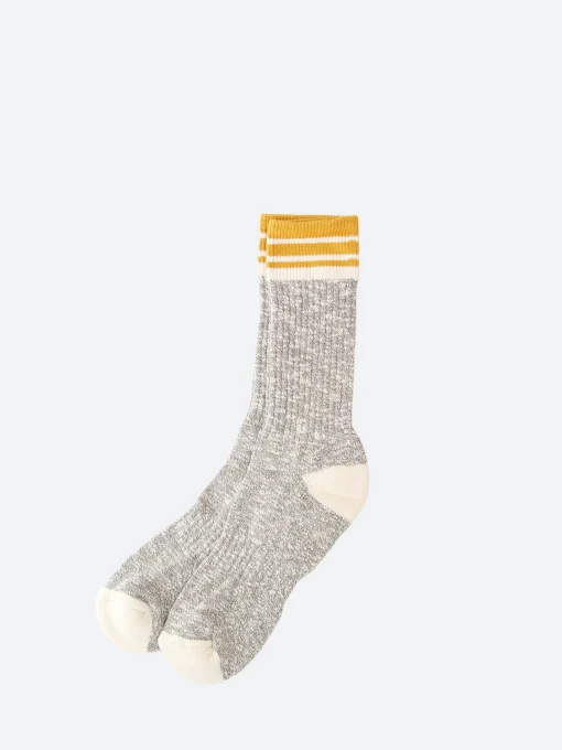 Online - The Sinclair Cotton Crew Slub Mens in Grey and Yellow Socks