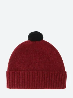 Fashion - Plain Hat Contrast Pompom in Russet Red/Black Women Hats | Hats