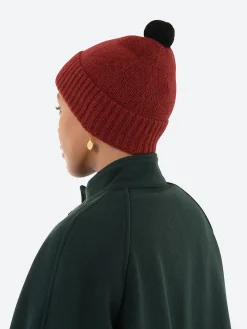 Fashion - Plain Hat Contrast Pompom in Russet Red/Black Women Hats | Hats