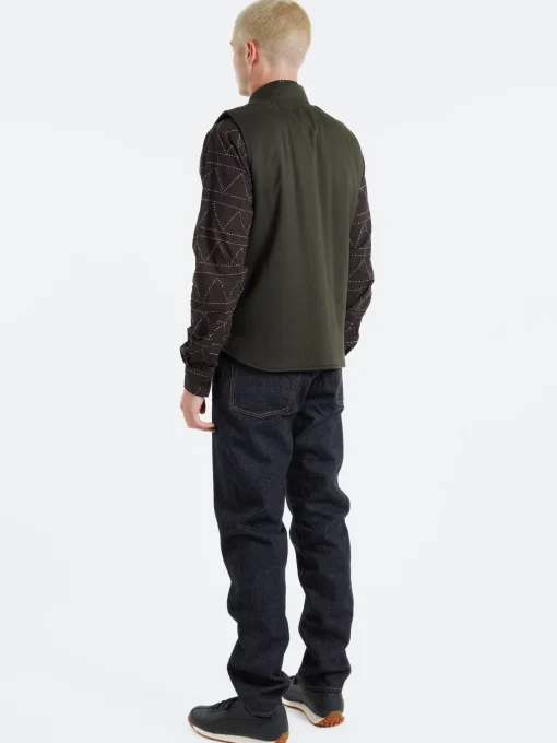 New - Leo Quilted Vest in Dark Green Outerwear