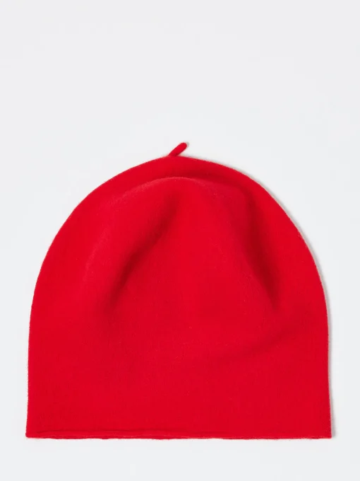 Outlet - Wool Roll Up Beret in Signal Red Women Hats | Hats