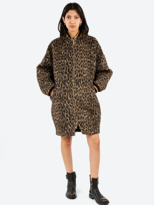 Discount - Brooklyn Coat in Cheetah Coating Light Beige Women Outerwear