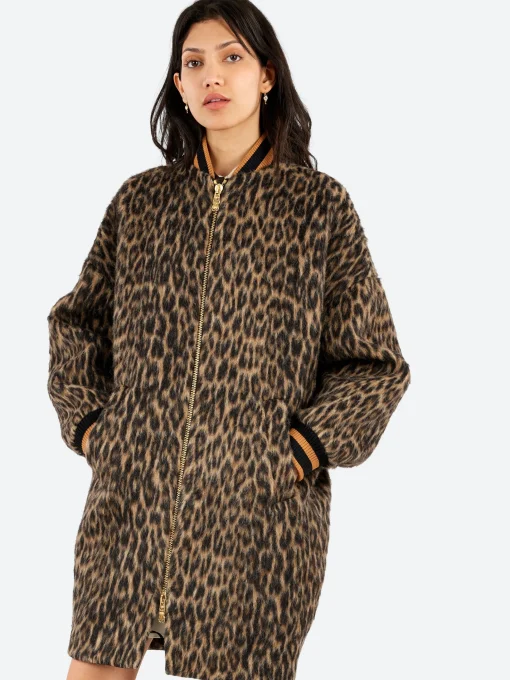 Discount - Brooklyn Coat in Cheetah Coating Light Beige Women Outerwear