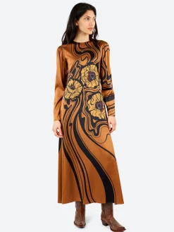 Discount - Clingy Swing Dress in Big Blooms Women Dresses