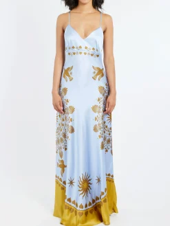 Sale - Eros Slip Dress in Olympus Placee Blue Women Dresses