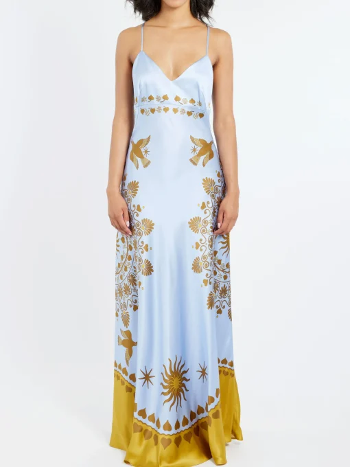Sale - Eros Slip Dress in Olympus Placee Blue Women Dresses