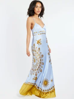 Sale - Eros Slip Dress in Olympus Placee Blue Women Dresses