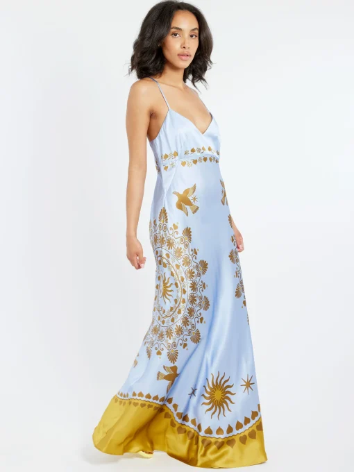 Sale - Eros Slip Dress in Olympus Placee Blue Women Dresses
