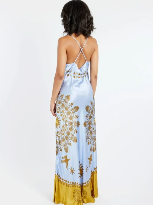 Sale - Eros Slip Dress in Olympus Placee Blue Women Dresses