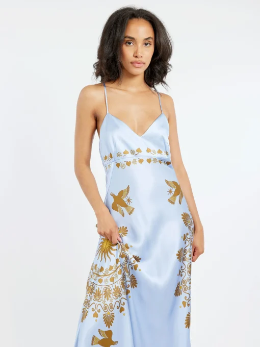 Sale - Eros Slip Dress in Olympus Placee Blue Women Dresses