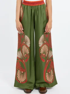 Online - Palazzo Pants in Kerylos Placée Green Women Pants | Overalls & Jumpsuits