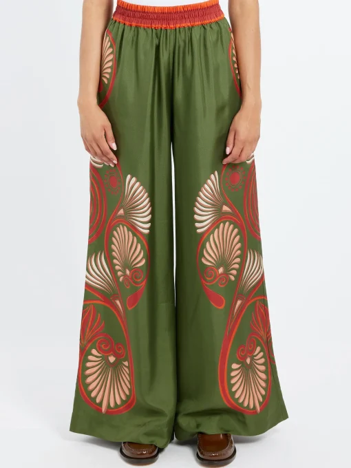 Online - Palazzo Pants in Kerylos Placée Green Women Pants | Overalls & Jumpsuits