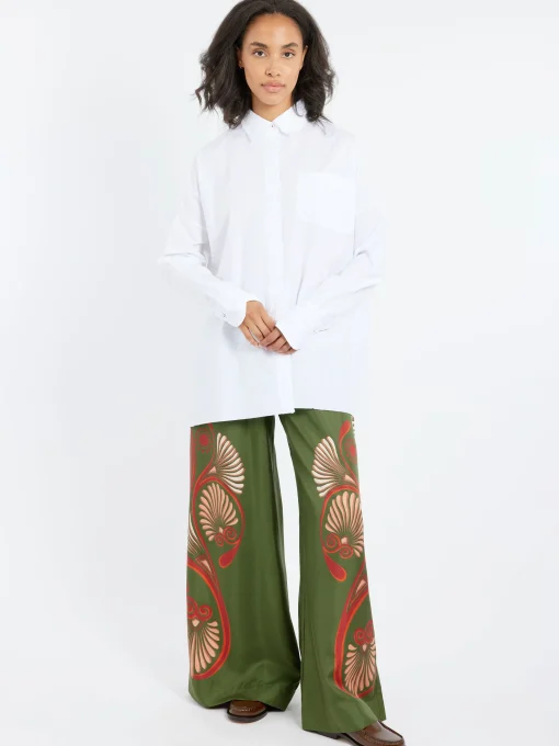 Online - Palazzo Pants in Kerylos Placée Green Women Pants | Overalls & Jumpsuits
