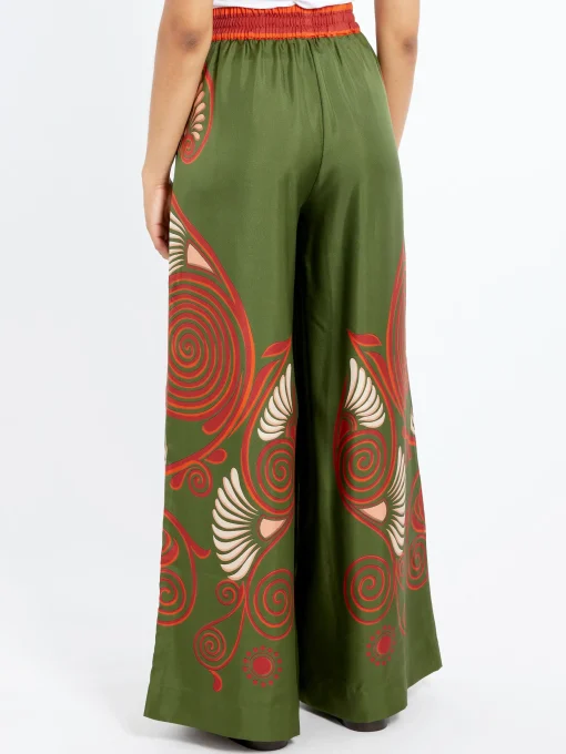 Online - Palazzo Pants in Kerylos Placée Green Women Pants | Overalls & Jumpsuits
