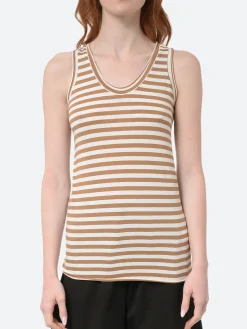 Outlet - Canotta Striped Tank Top in Caramel Women Tops & Blouses