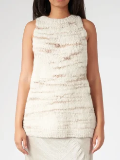 Clearance - Handknit Threadbare Shell in Raw White Women Tops & Blouses | Knitwear