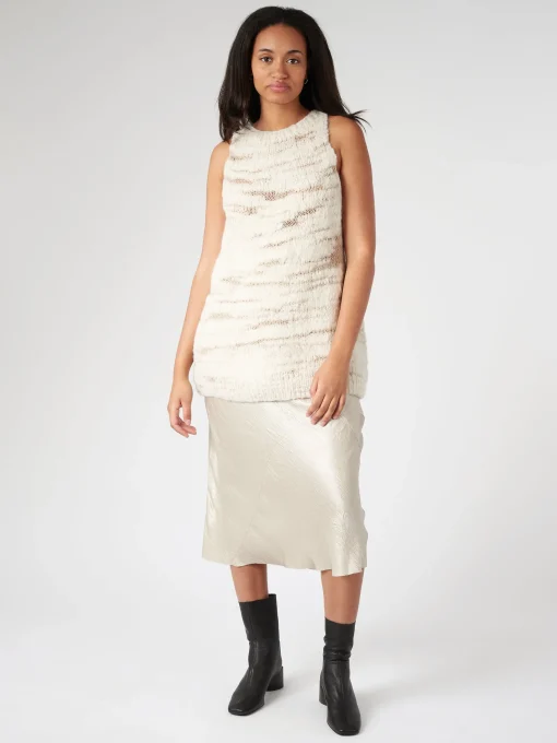 Clearance - Handknit Threadbare Shell in Raw White Women Tops & Blouses | Knitwear
