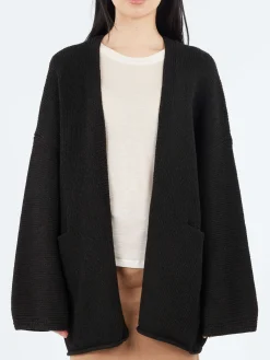 Outlet - Open Cardigan in Black Melange Women Tops & Blouses | Knitwear