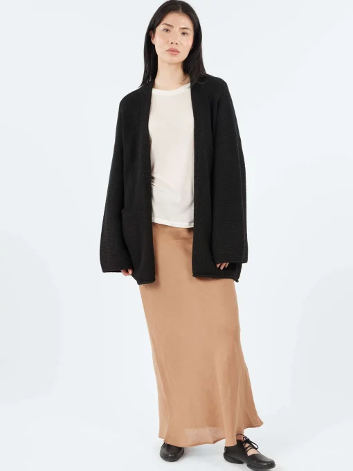 Outlet - Open Cardigan in Black Melange Women Tops & Blouses | Knitwear
