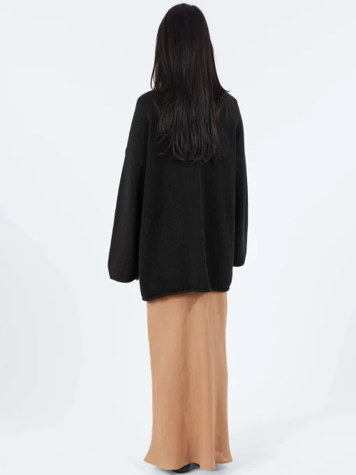 Outlet - Open Cardigan in Black Melange Women Tops & Blouses | Knitwear