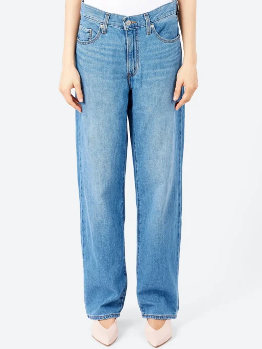 Sale - Baggy Dad in Heavy Check (Medium Wash) Women Pants | Denim