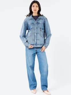 Sale - Baggy Dad in Heavy Check (Medium Wash) Women Pants | Denim