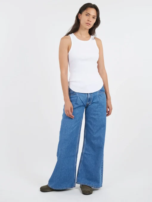 New - Baggy Dad Wide Leg in Cause and Effect (Medium Wash) Women Pants | Denim